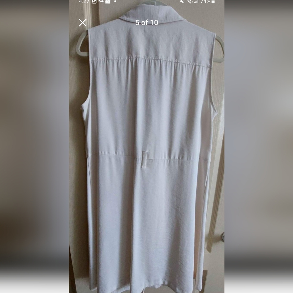 H&M Cream Sleeveless Midi Shirt Dress - Picture 6 of 11